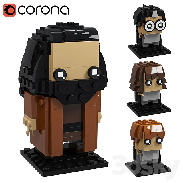 Lego Hagrid Garri Germiona Ron 3D Model Lego Hagrid Garri Germiona Ron 3D Model