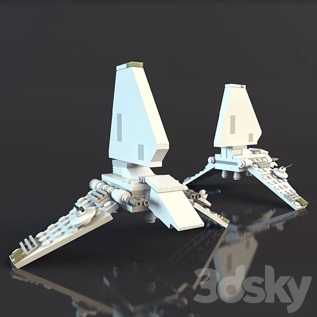 LEGO Star Wars Mini Republican Gunship and Imperial Shuttle 3DModel LEGO Star Wars Mini Republican Gunship and Imperial Shuttle 3DModel
