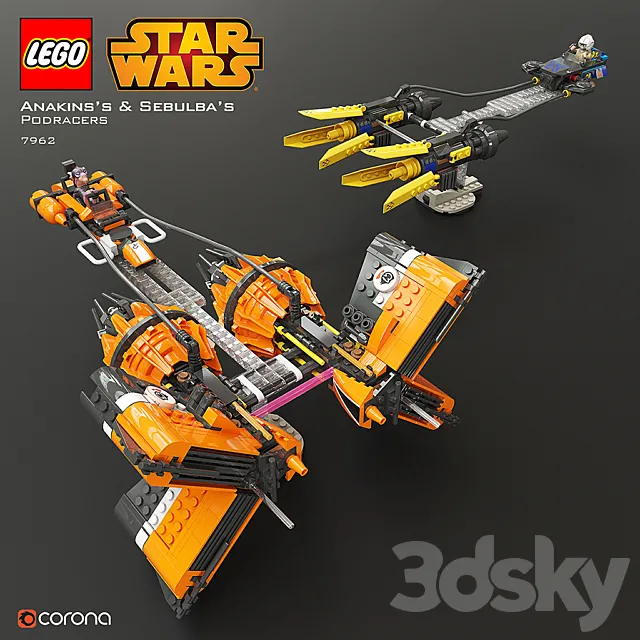 LEGO SW Anakin’s & Sebulba’s Podracers 3DModel LEGO SW Anakin’s & Sebulba’s Podracers 3DModel