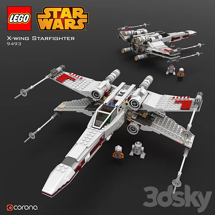 LEGO SW X – Wing Starfighter 3D Model LEGO SW X – Wing Starfighter 3D Model