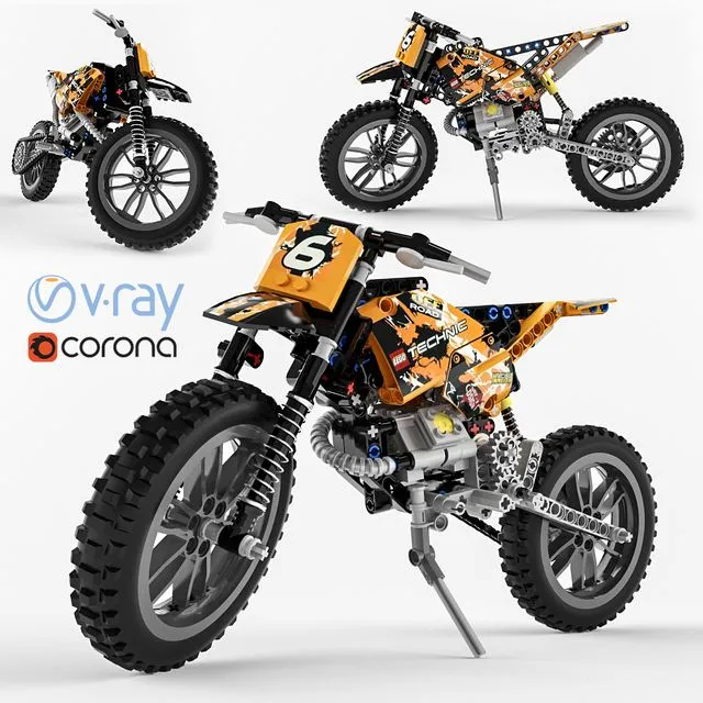 Lego Technic Moto Cross Bike 3D Model Lego Technic Moto Cross Bike 3D Model