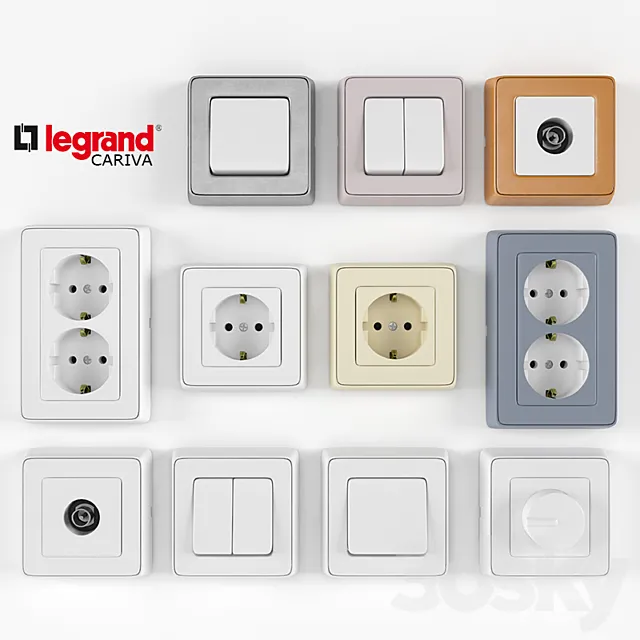 Legrand Cariva switchers and sockets 3DModel Legrand Cariva switchers and sockets 3DModel