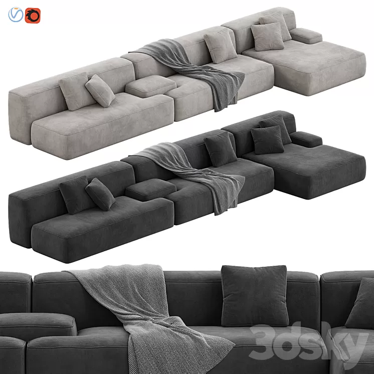 Lema Cloud Modular Sofa Set 12 3D Model - 3DSKY Decor Helper