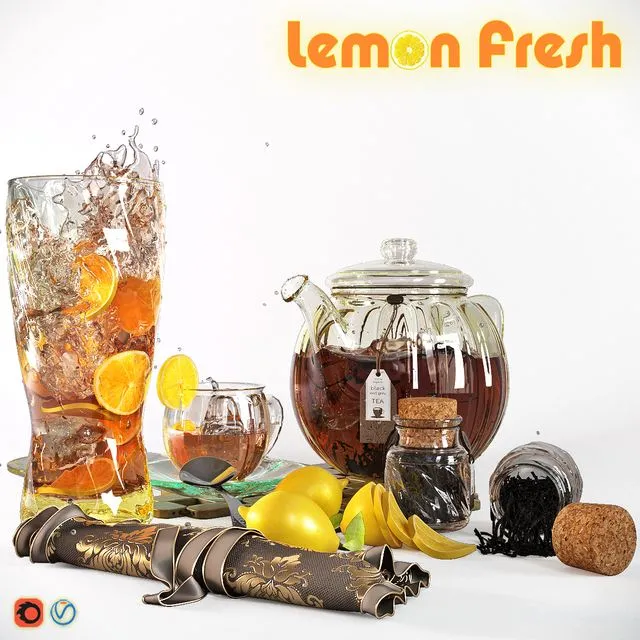 Lemon fresh tea with lemon 3D Model
