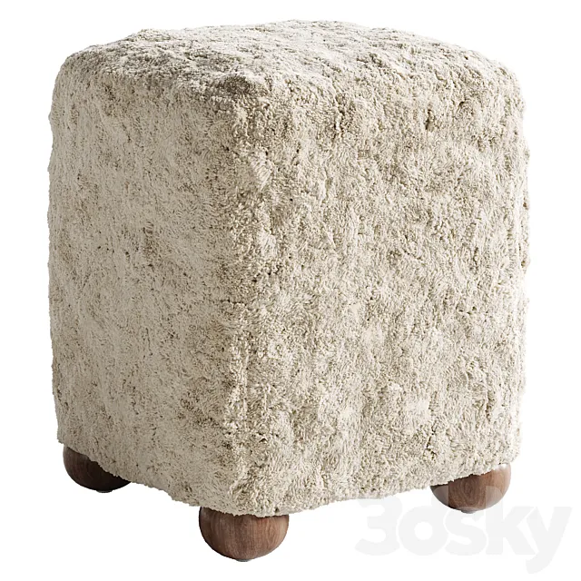 L’Enchere Square Wool Ottoman by Athena Calderone 3D Model