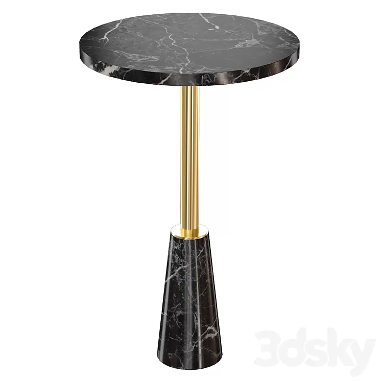Leni Black Marble Drink Table (Crate and Barrel) 3D Model Leni Black Marble Drink Table (Crate and Barrel) 3D Model