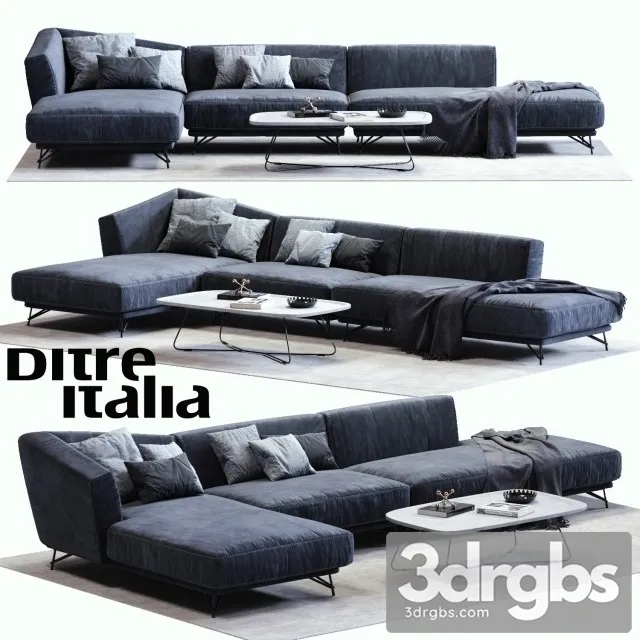 Lennox Blue Sofa 01 3D Model Download