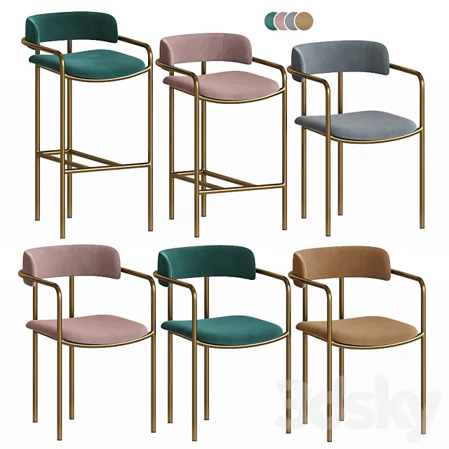 Lenox Chairs Set Westelm 3D Model Lenox Chairs Set Westelm 3D Model