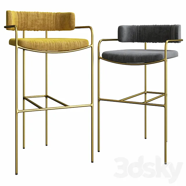 Lenox Velvet Bar and Counter Stools 3D Model Lenox Velvet Bar and Counter Stools 3D Model