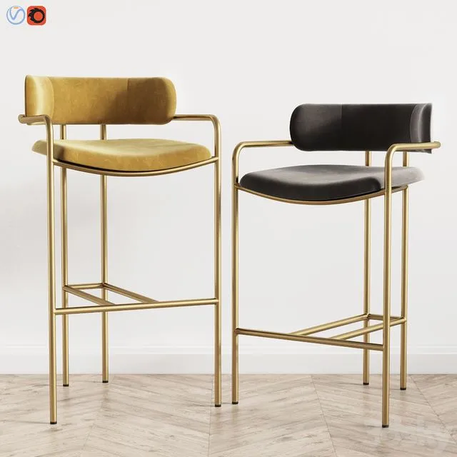 Lenox Velvet Bar and Counter Stools West Elm 3D Model Lenox Velvet Bar and Counter Stools West Elm 3D Model