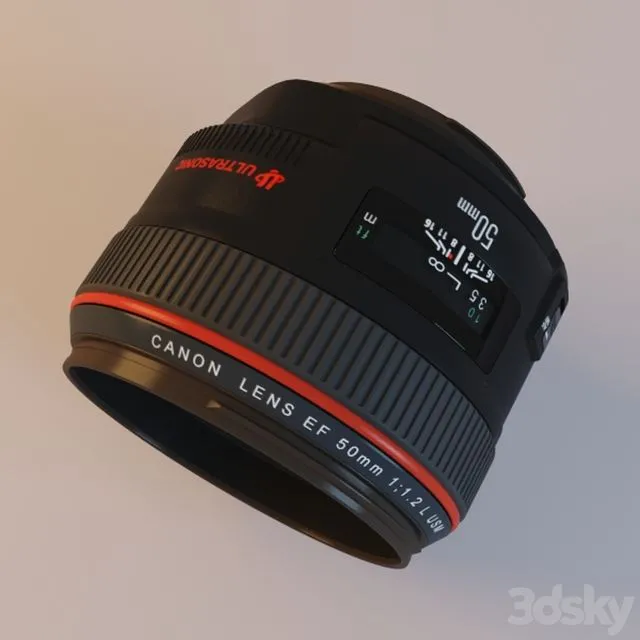 Lens Canon EF 50mm f-1.2L USM 3D Model Lens Canon EF 50mm f-1.2L USM 3D Model