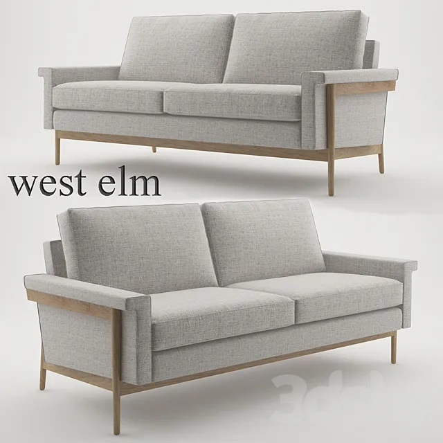 Leon Wood Frame Loveseat (68 “) – West Elm 3D Model