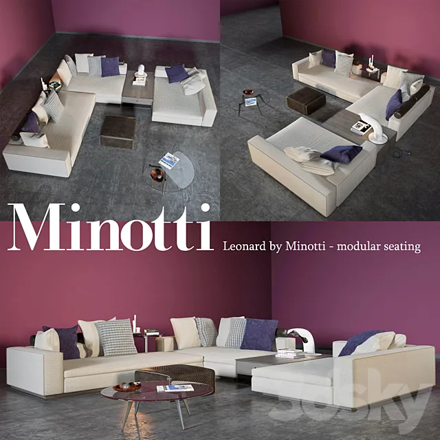 Leonard by Minotti – modular seating 3D Model Leonard by Minotti – modular seating 3D Model