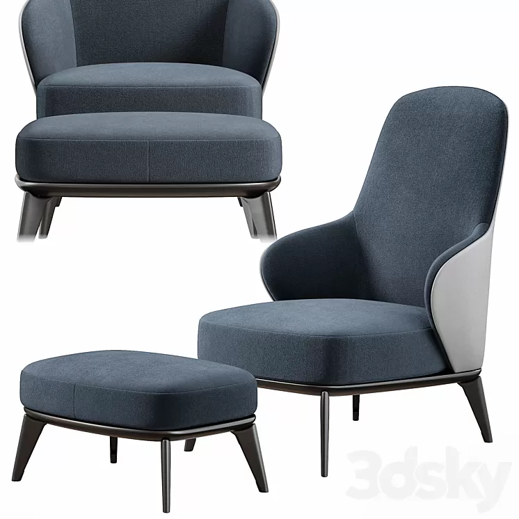 Leslie Armchair By Minotti By Minotti Collection 3D Model Leslie Armchair By Minotti By Minotti Collection 3D Model