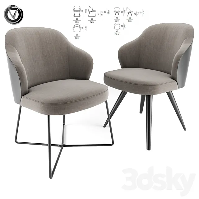Leslie Dining Chairs Pair 3DModel Leslie Dining Chairs Pair 3DModel