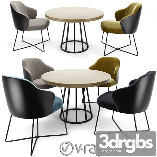 Leslie dining little armchair sled base minotti with round table 2 3D Model Download