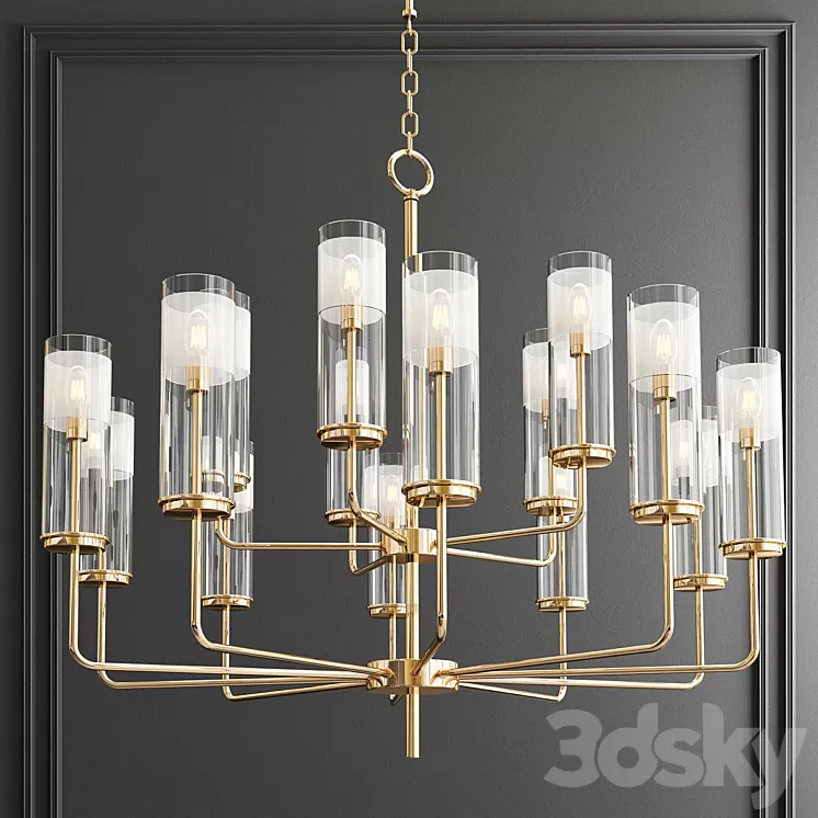 Lessman 15 Light Shaded Tiered Chandelier 3D Model Lessman 15 Light Shaded Tiered Chandelier 3D Model