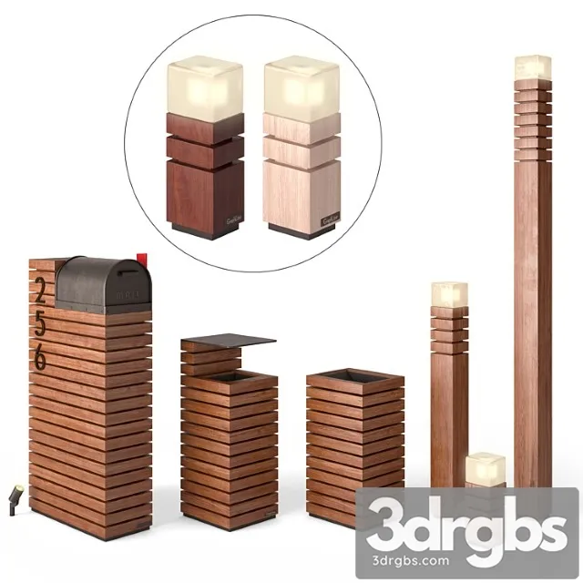 Letter Box Litter Bin Lights Set 3 3D Model Download