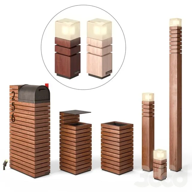 Letterbox Litter bin Lights (Set-3) 3D Model Letterbox Litter bin Lights (Set-3) 3D Model