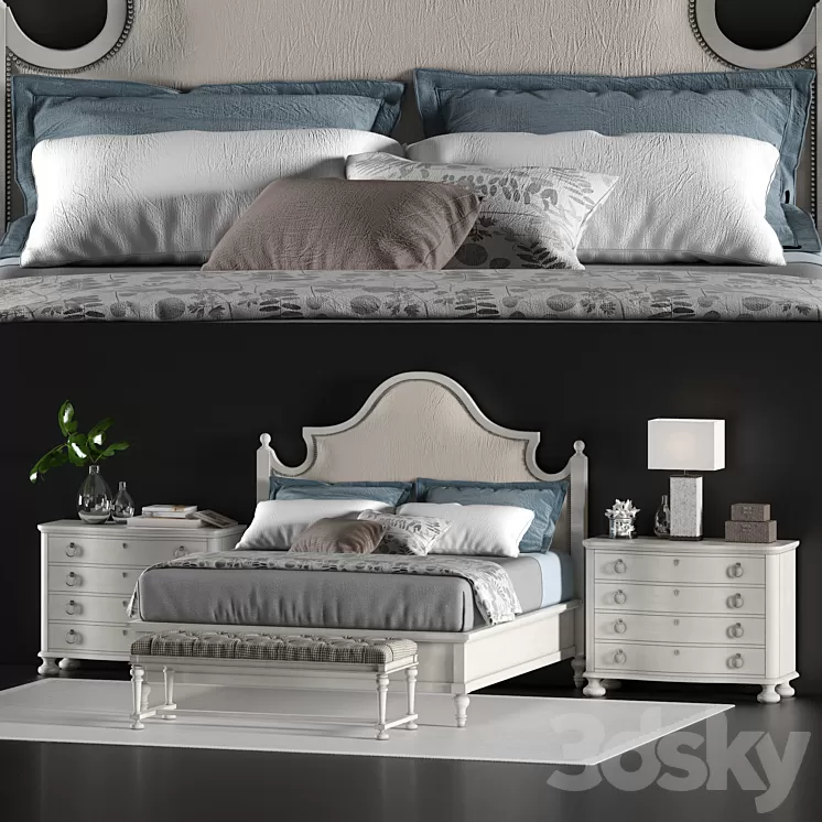LEXINGTON ARBOR HILLS UPHOLSTERED BED OYSTER BAY 3D Model
