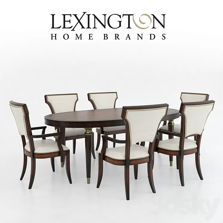Lexington Drake Oval Dining Table + Seneca Chair 3D Model