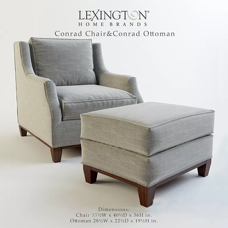 Lexington_Conrad Chair & Conrad Ottoman 3D Model
