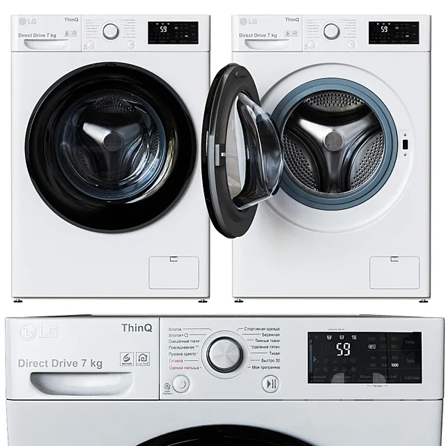 LG Washer F2V3HS6W 3DModel