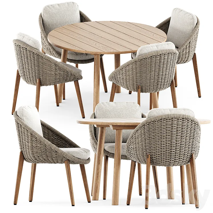 Lido Cord chair by Minotti and Taro Table by Fredericia 3D Model Free Download