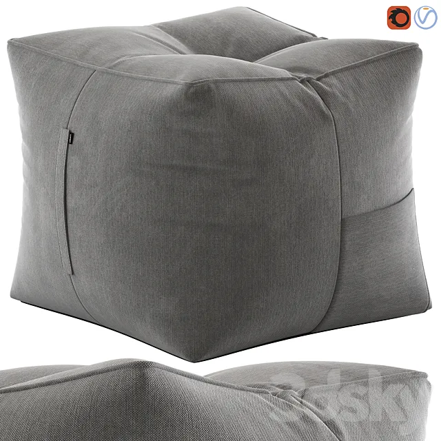 LIFE Gray Bean Bag Pouffe and Vienna Woods Bermuda Ottoman 3DModel