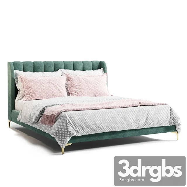 Life Interiors Georgia Velvet King Bed Emerald 3D Model Download
