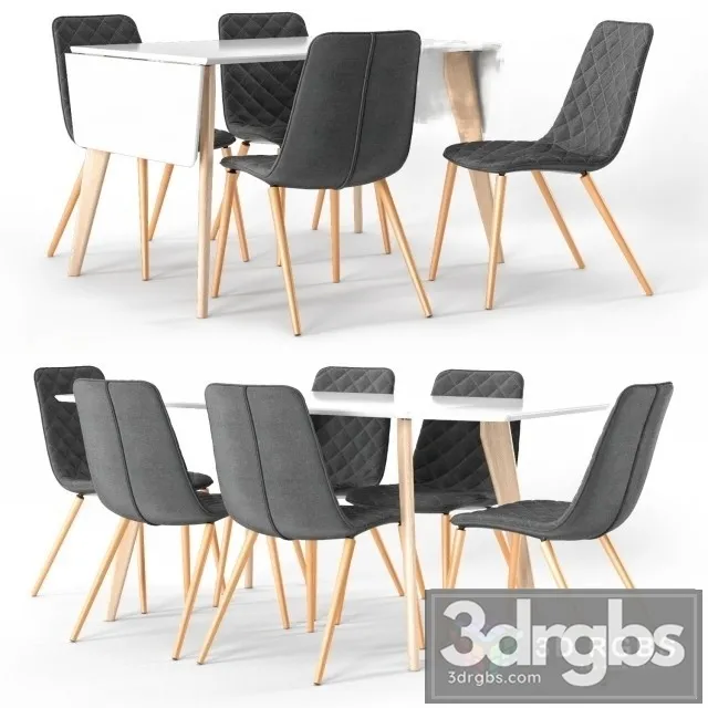 Life Style Furn Dining Set 3D Model Download