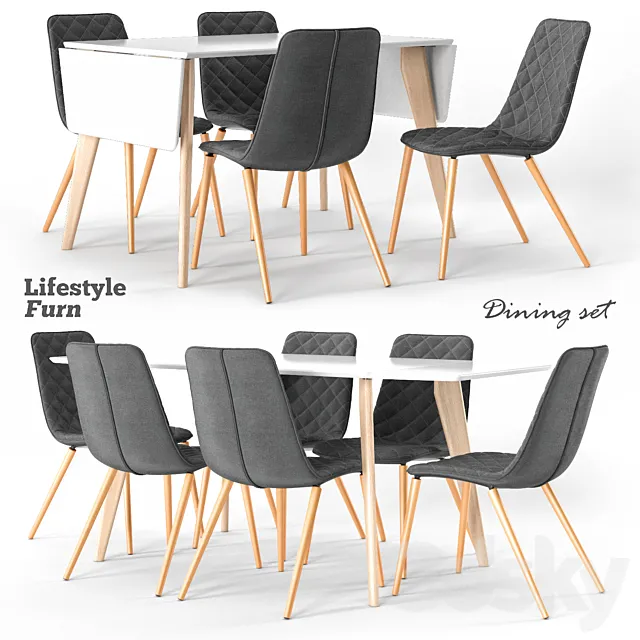 LifestyleFurn dining set 3DModel
