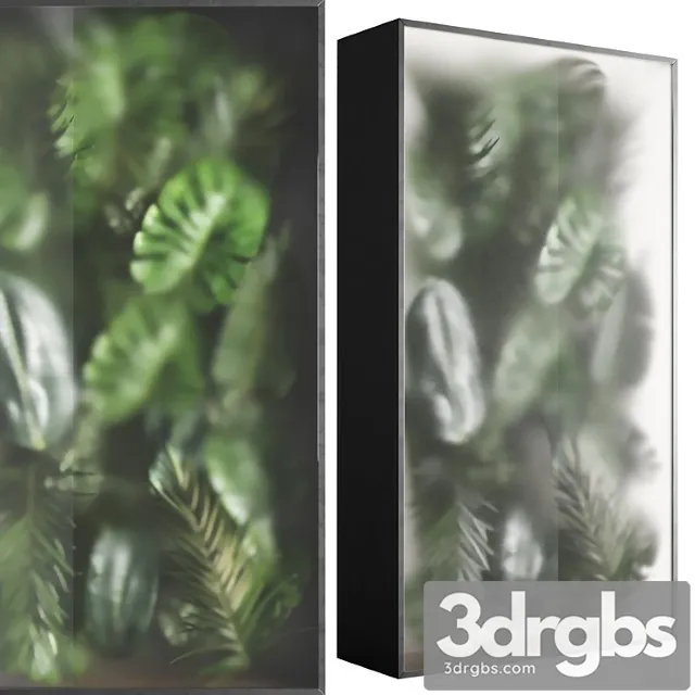 Light Box with Tropical Leaf Garden in Frame Glass Smoked 01 3D Model Download