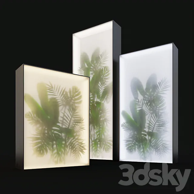 Light box with tropical leaves 3D Model Light box with tropical leaves 3D Model