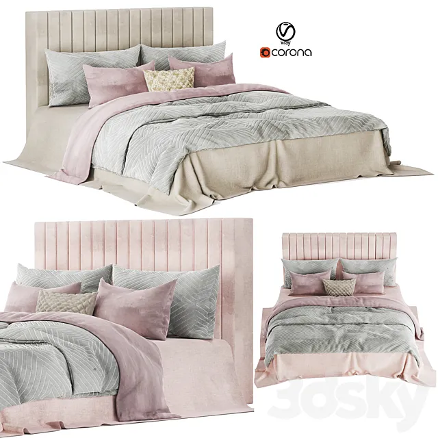 light color and velvet bed set02 3D Model light color and velvet bed set02 3D Model
