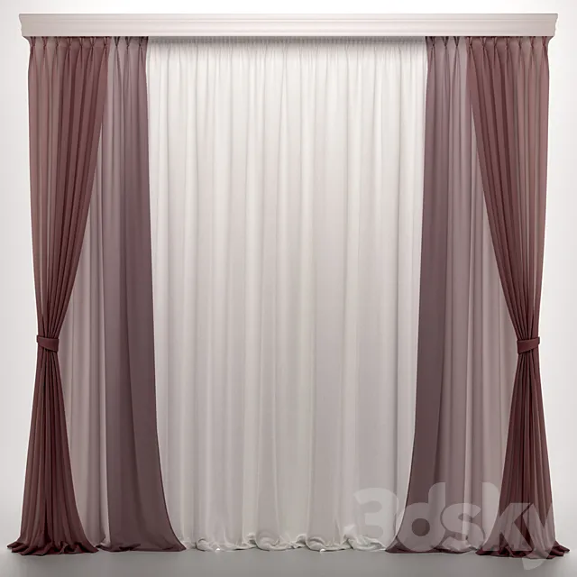 Light curtains “Dusty rose” 3D Model Light curtains “Dusty rose” 3D Model