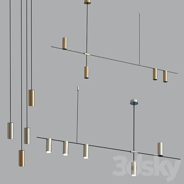 Light Geometric Pendant light Chandelier Collection 02 3D Model