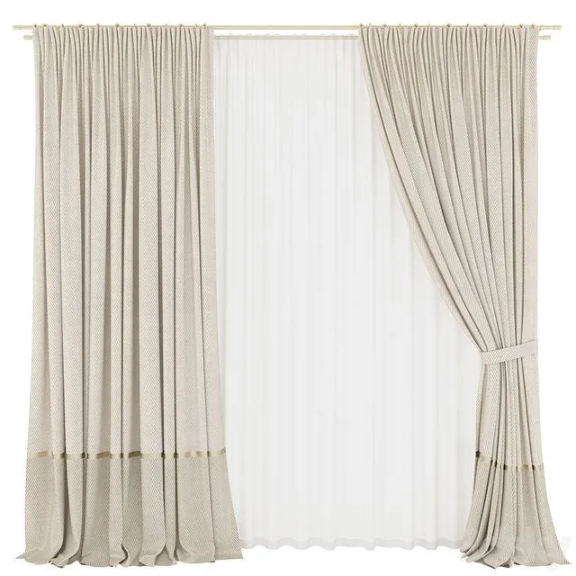 Light herringbone curtains 3D Model