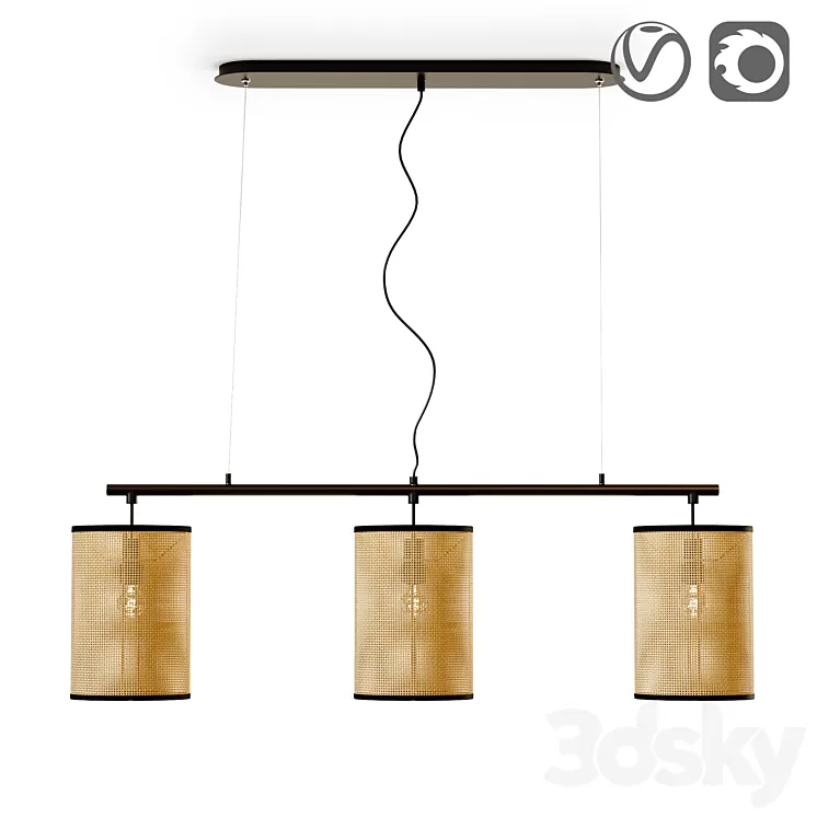 Light in metal and wicker material Cara 3D Model Light in metal and wicker material Cara 3D Model