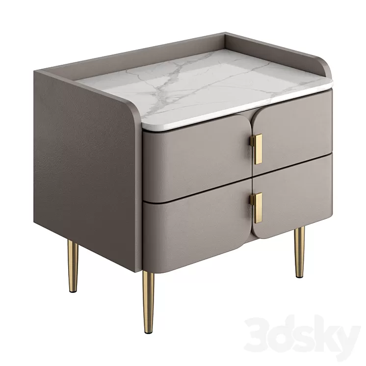 Light luxury bedside table 3D Model Free Download