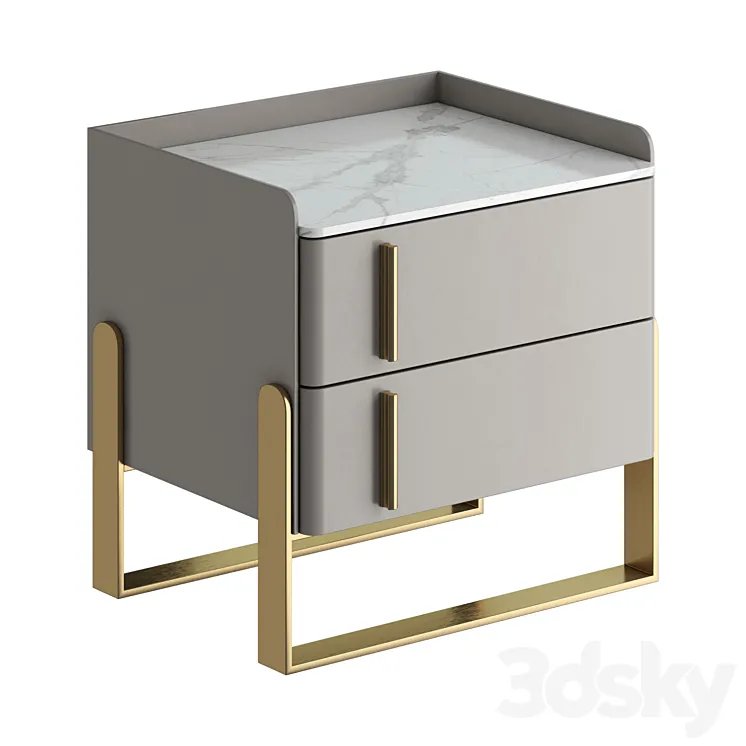Light luxury bedside table 3D Model Free Download