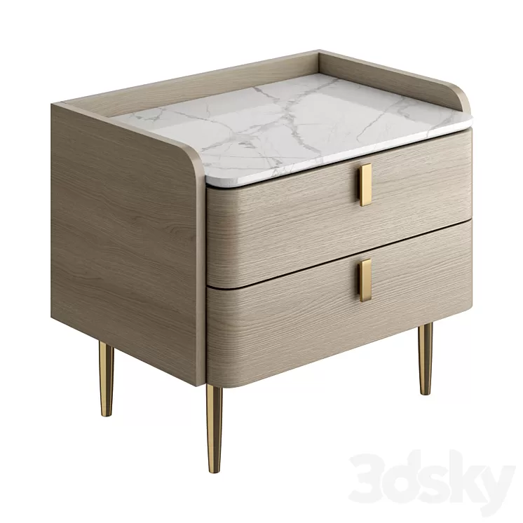 Light luxury bedside table 3D Model Free Download
