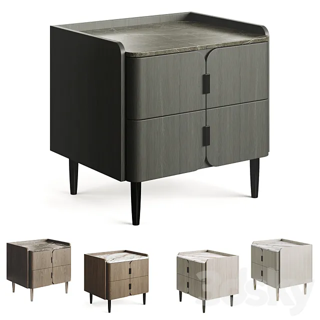 Light Luxury K32 Wood Bedside Table 3D Model