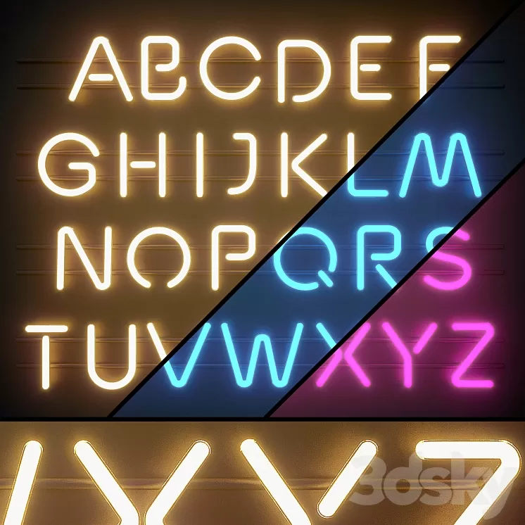Light modules. Set 06. Neon Alphabet 3D Model Light modules. Set 06. Neon Alphabet 3D Model