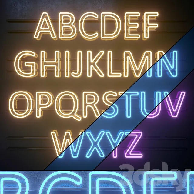 Light modules. Set 08. Neon Alphabet 3D Model