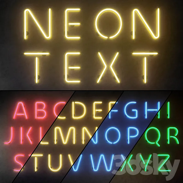 Light modules. Set 10. Neon Alphabet 3DModel