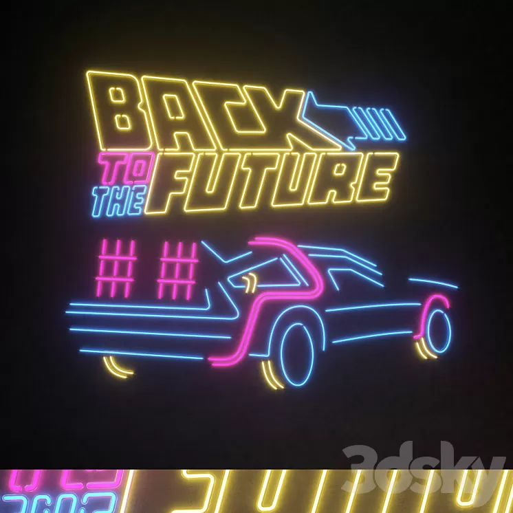 Light modules Set 110 Neon Back To The Future 3D Model