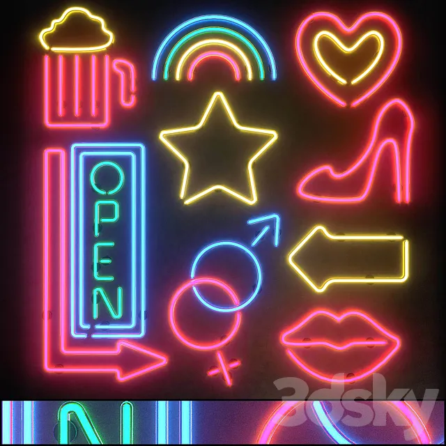Light modules. Set 12. Neon 3D Model