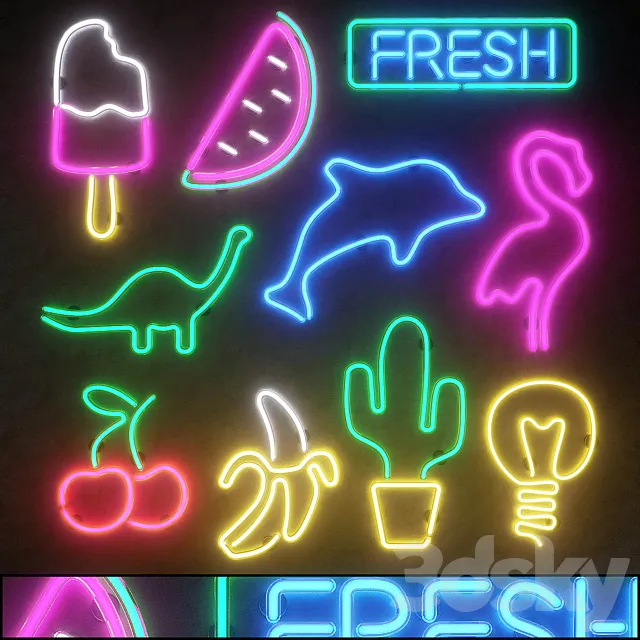 Light modules. Set 13. Neon 3DModel