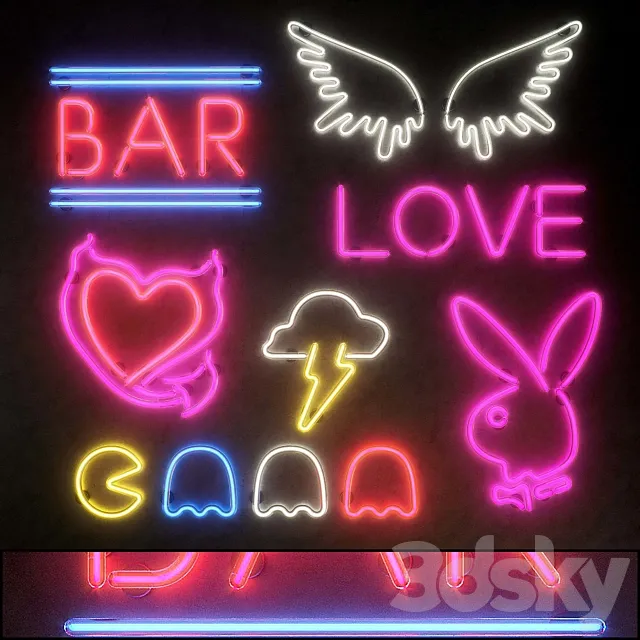 Light modules. Set 17. Neon 3DModel